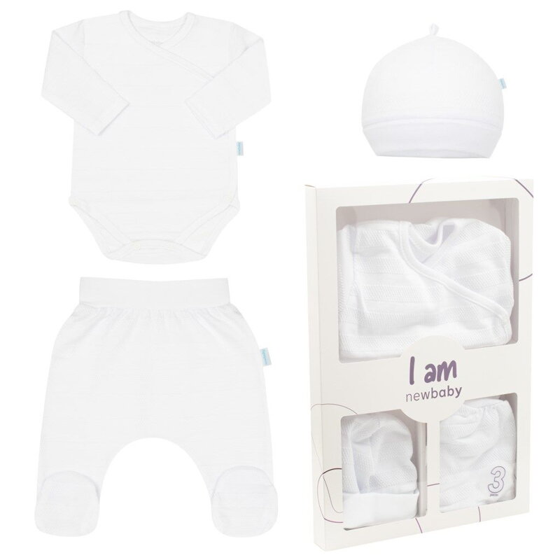 NEW BABY - I am baby :3-dielna novorodenecká súprava  BIELA